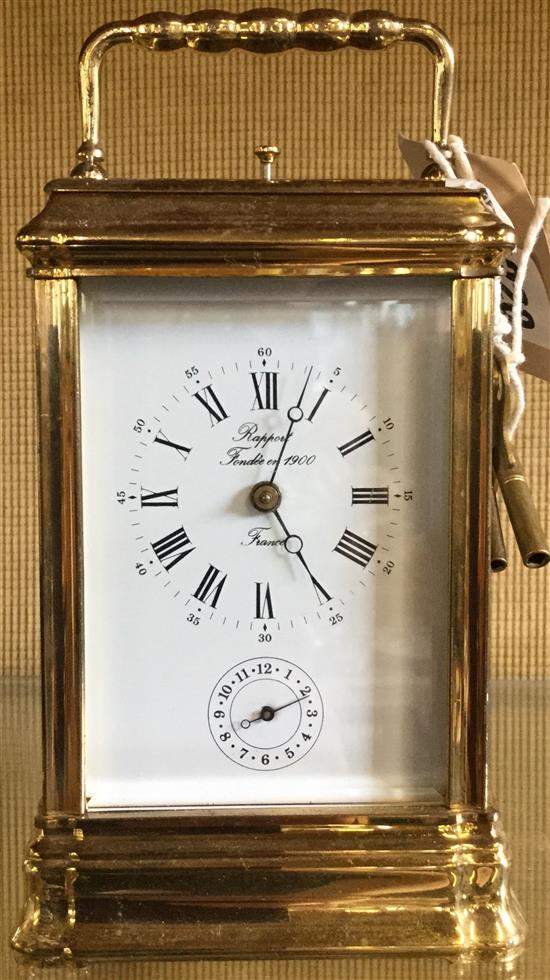 French gilt brass carriage clock (a.f)